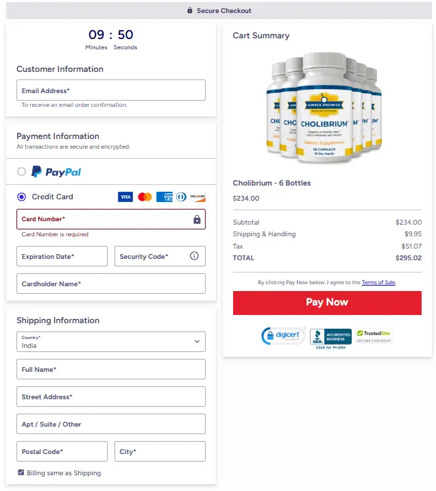 Cholibrium order page